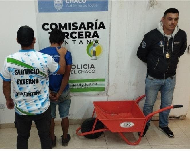 Fontana: robó una carretilla de una obra y lo detuvieron